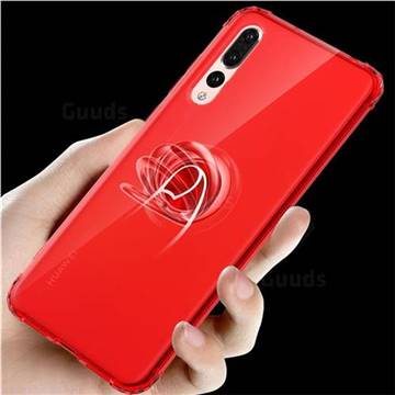 Anti-fall Invisible Press Bounce Ring Holder Phone Cover for Huawei P20 Pro - Noble Red