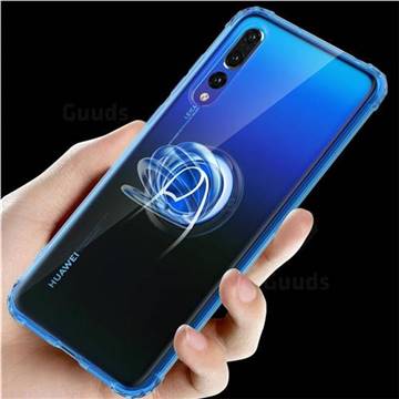 Anti-fall Invisible Press Bounce Ring Holder Phone Cover for Huawei P20 Pro - Sapphire Blue
