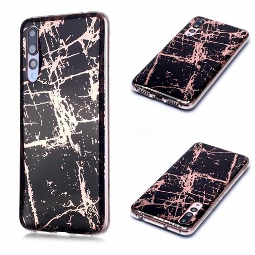 Black Galvanized Rose Gold Marble Phone Back Cover for Huawei P20 Pro