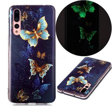 Golden Butterflies Noctilucent Soft TPU Back Cover for Huawei P20 Pro