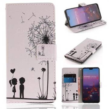 Couple Dandelion PU Leather Wallet Case for Huawei P20 Pro