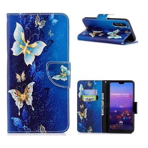 Golden Butterflies Leather Wallet Case for Huawei P20 Pro