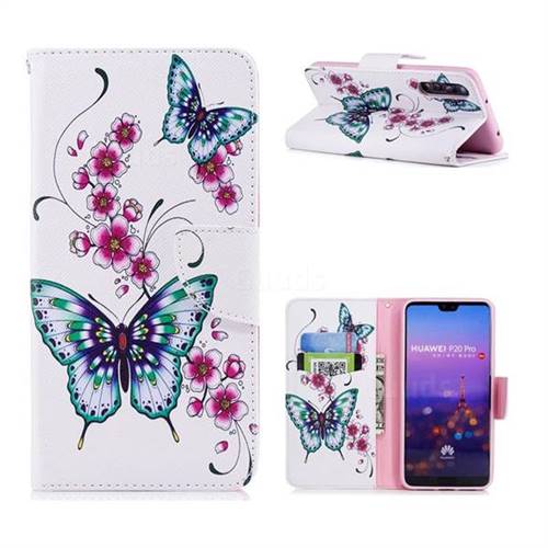 Peach Butterfly Leather Wallet Case for Huawei P20 Pro