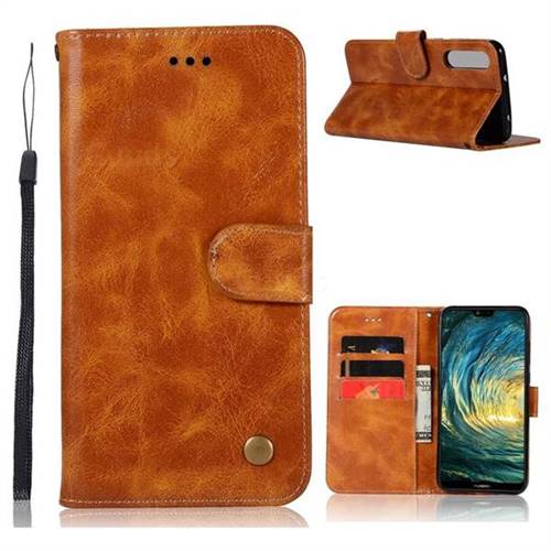 Luxury Retro Leather Wallet Case for Huawei P20 Pro - Golden