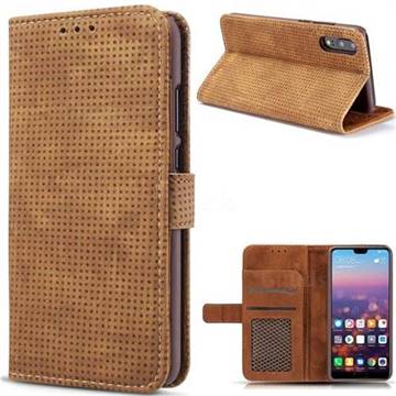 Luxury Vintage Mesh Monternet Leather Wallet Case for Huawei P20 Pro - Brown
