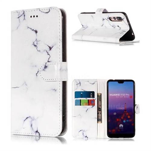 Soft White Marble PU Leather Wallet Case for Huawei P20 Pro
