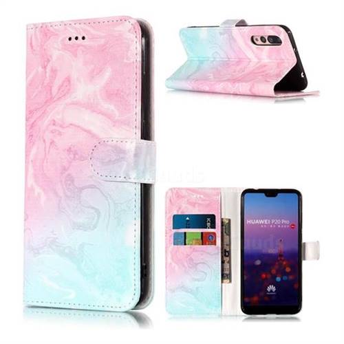 Pink Green Marble PU Leather Wallet Case for Huawei P20 Pro