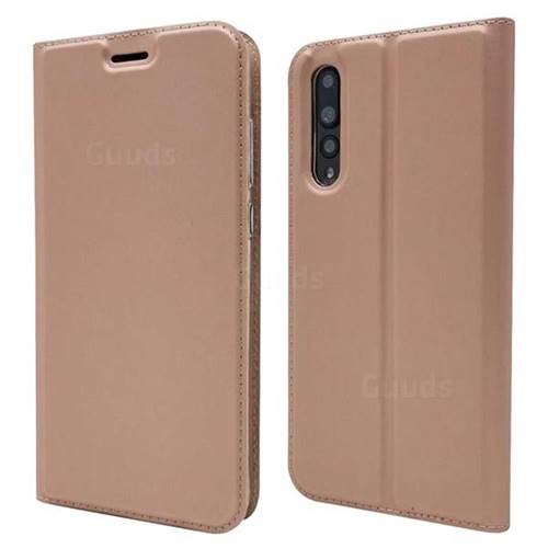 Ultra Slim Card Magnetic Automatic Suction Leather Wallet Case for Huawei P20 Pro - Rose Gold