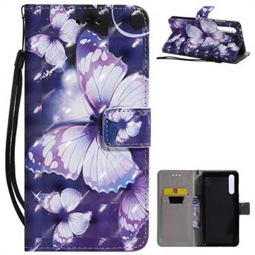 Violet butterfly 3D Painted Leather Wallet Case for Huawei P20 Pro