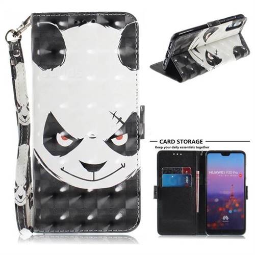 Angry Bear 3D Painted Leather Wallet Phone Case for Huawei P20 Pro