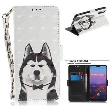 Husky Dog 3D Painted Leather Wallet Phone Case for Huawei P20 Pro
