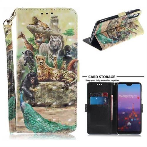 Beast Zoo 3D Painted Leather Wallet Phone Case for Huawei P20 Pro