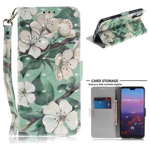 Watercolor Flower 3D Painted Leather Wallet Phone Case for Huawei P20 Pro