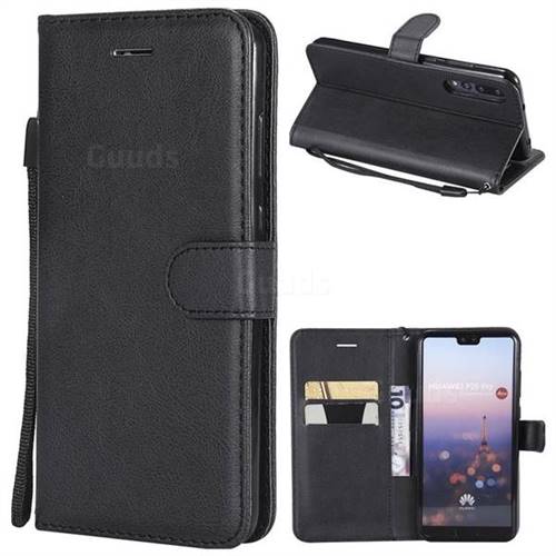 Retro Greek Classic Smooth PU Leather Wallet Phone Case for Huawei P20 Pro - Black