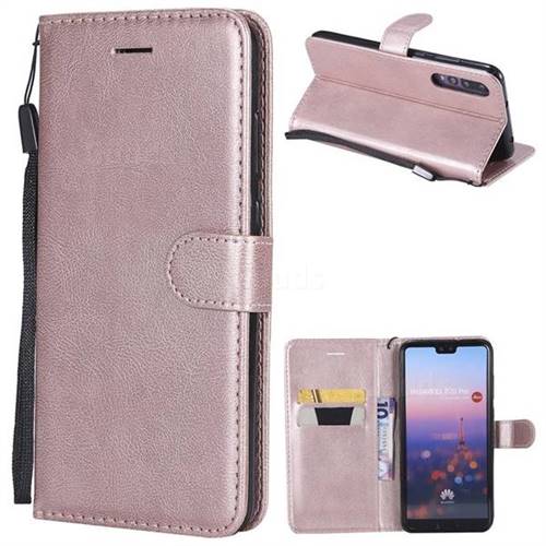 Retro Greek Classic Smooth PU Leather Wallet Phone Case for Huawei P20 Pro - Rose Gold