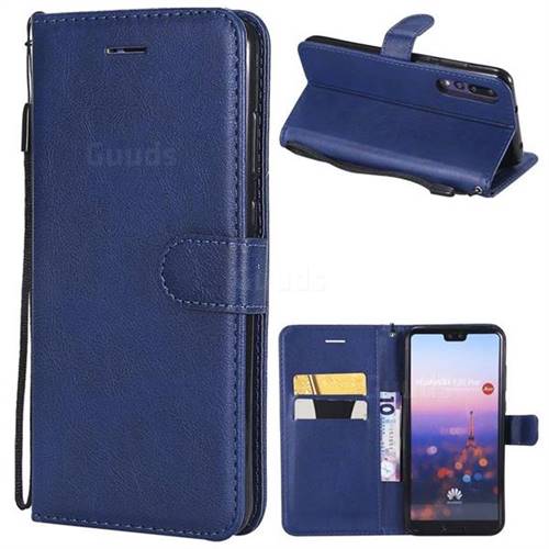 Retro Greek Classic Smooth PU Leather Wallet Phone Case for Huawei P20 Pro - Blue