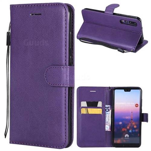 Retro Greek Classic Smooth PU Leather Wallet Phone Case for Huawei P20 Pro - Purple