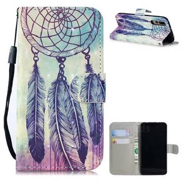 Feather Wind Chimes 3D Painted Leather Wallet Phone Case for Huawei P20 Pro