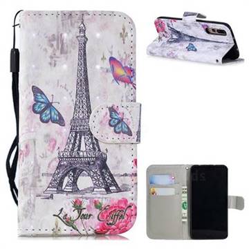 Paris Tower 3D Painted Leather Wallet Phone Case for Huawei P20 Pro
