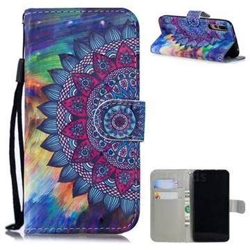 Oil Painting Mandala 3D Painted Leather Wallet Phone Case for Huawei P20 Pro
