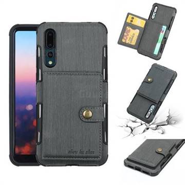 Brush Multi-function Leather Phone Case for Huawei P20 Pro - Gray
