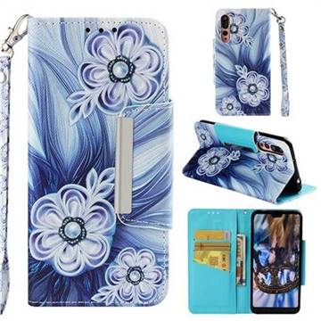 Button Flower Big Metal Buckle PU Leather Wallet Phone Case for Huawei P20 Pro