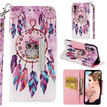 Owl Wind Chimes Big Metal Buckle PU Leather Wallet Phone Case for Huawei P20 Pro