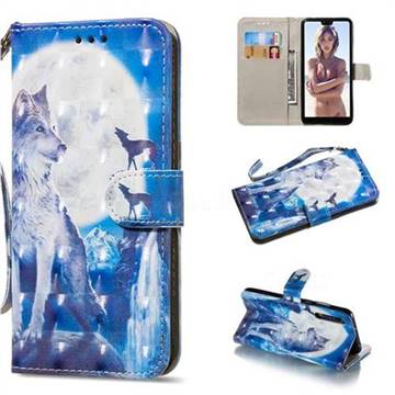 Ice Wolf 3D Painted Leather Wallet Phone Case for Huawei P20 Pro