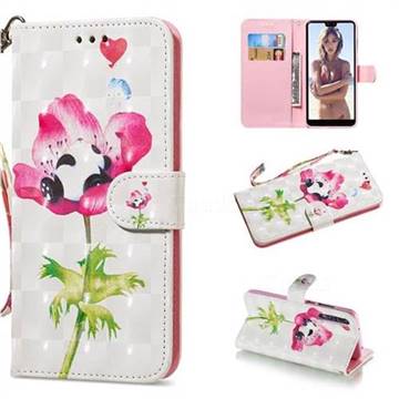 Flower Panda 3D Painted Leather Wallet Phone Case for Huawei P20 Pro
