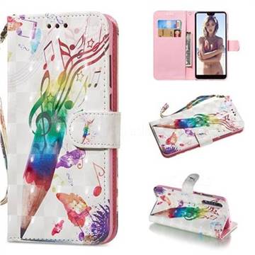 Music Pen 3D Painted Leather Wallet Phone Case for Huawei P20 Pro