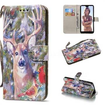 Elk Deer 3D Painted Leather Wallet Phone Case for Huawei P20 Pro