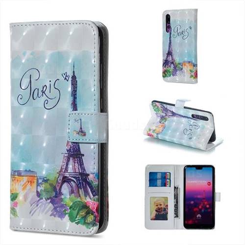 Paris Tower 3D Painted Leather Phone Wallet Case for Huawei P20 Pro