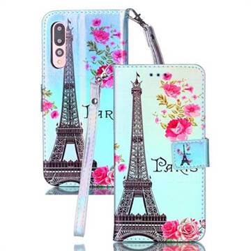 Eiffel Tower Blue Ray Light PU Leather Wallet Case for Huawei P20 Pro