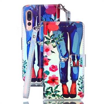 Jeans Flower Blue Ray Light PU Leather Wallet Case for Huawei P20 Pro