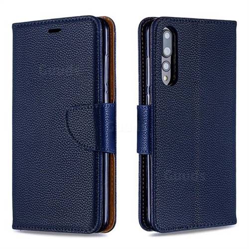 Classic Luxury Litchi Leather Phone Wallet Case for Huawei P20 Pro - Blue