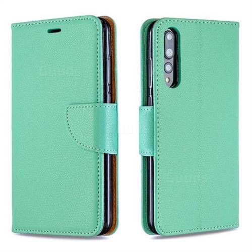 Classic Luxury Litchi Leather Phone Wallet Case for Huawei P20 Pro - Green
