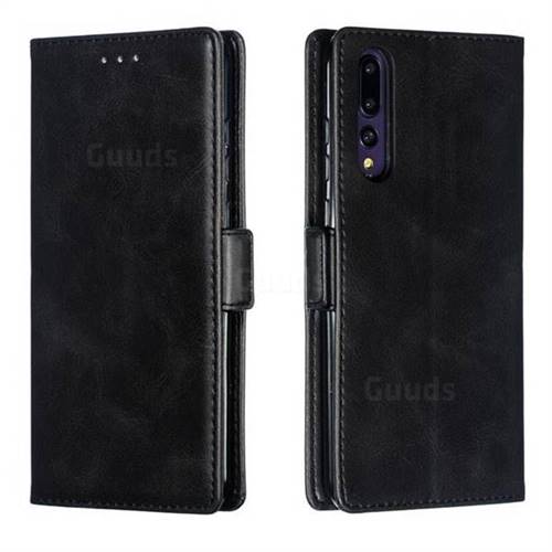 Retro Classic Calf Pattern Leather Wallet Phone Case for Huawei P20 Pro - Black