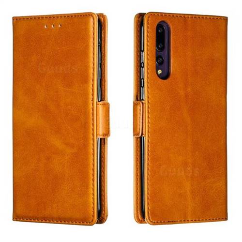 Retro Classic Calf Pattern Leather Wallet Phone Case for Huawei P20 Pro - Yellow