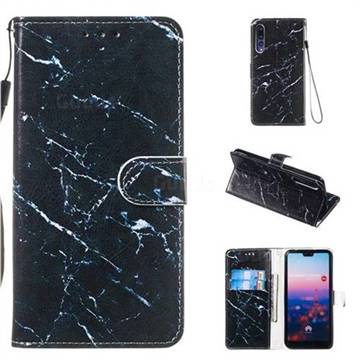 Black Marble Smooth Leather Phone Wallet Case for Huawei P20 Pro