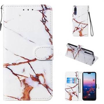 Platinum Marble Smooth Leather Phone Wallet Case for Huawei P20 Pro
