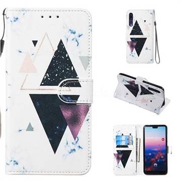 Triangle Marble Smooth Leather Phone Wallet Case for Huawei P20 Pro
