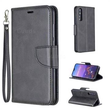 Classic Sheepskin PU Leather Phone Wallet Case for Huawei P20 Pro - Black