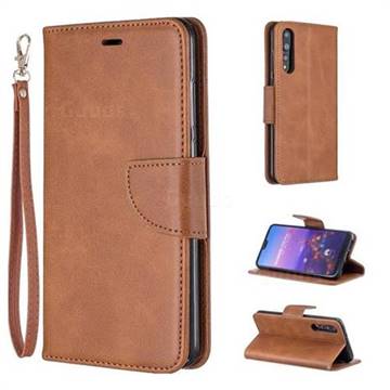 Classic Sheepskin PU Leather Phone Wallet Case for Huawei P20 Pro - Brown