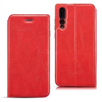 Ultra Slim Retro Simple Magnetic Sucking Leather Flip Cover for Huawei P20 Pro - Red