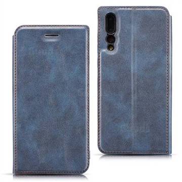 Ultra Slim Retro Simple Magnetic Sucking Leather Flip Cover for Huawei P20 Pro - Blue