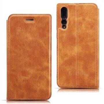 Ultra Slim Retro Simple Magnetic Sucking Leather Flip Cover for Huawei P20 Pro - Brown