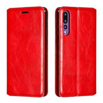 Retro Slim Magnetic Crazy Horse PU Leather Wallet Case for Huawei P20 Pro - Red