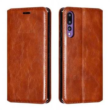 Retro Slim Magnetic Crazy Horse PU Leather Wallet Case for Huawei P20 Pro - Brown