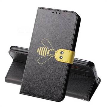 Silk Texture Bee Pattern Leather Phone Case for Huawei P20 Pro - Black