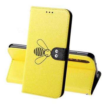 Silk Texture Bee Pattern Leather Phone Case for Huawei P20 Pro - Yellow